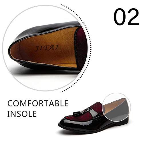Jitai Men's Leather Shoes Pattern Printing Men's Dress Loafer Shoes Slip-On Casual Loafer Smoking Slipper, Black/04, 13 Us #TOP2