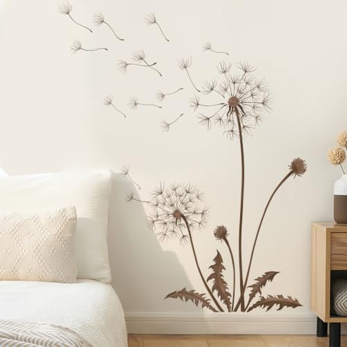 SHUCHING Grand Stickers Muraux Pissenlit Brun pour Chambre Adulte