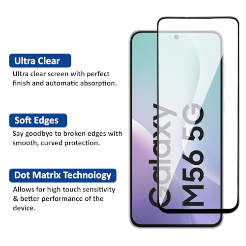 Image of AIBEX Tempered Glass for Samsung M56 5G / Samsung F56 5G | 9H Hardness | Anti-Glare & Anti-Fingerprint | Water Resistant | Edge-to-Edge Full Screen Protector | Bubble-Free Installation