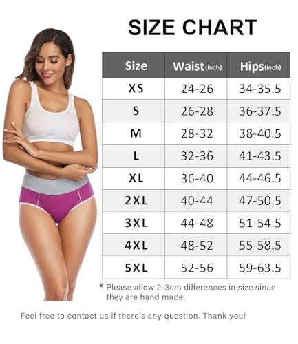 Image of wirarpa Women's Cotton Underwear High Waist Full Coverage Brief Panty Multipack