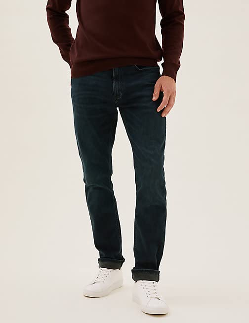 Image of Marks & Spencer Mens Light Wash Mid Rise Slim Fit Jeans