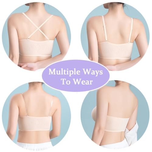 Teen Girls Strapless Bandeau Bra 2 Pack Seamless Underwear Dance Ballet Bralettes for 10-18 Years3