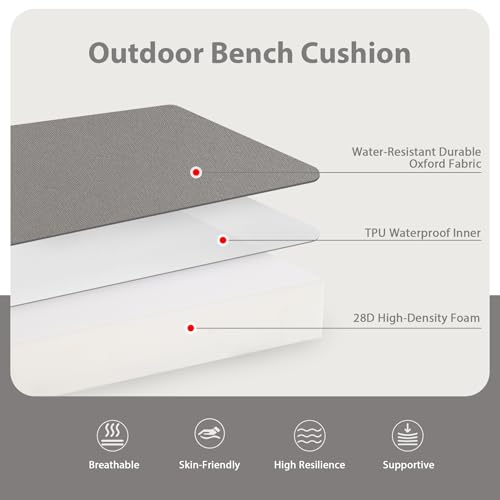 Favoyard Outdoor Bench Cushion, 45 x 18 Inch, Light Gray by Favoyard - Used condition - Image 2