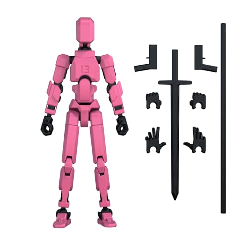 Image of MerryXD T13 3D Action Figure,Assembly Completed Dummy Nova Titan Lucky 13 Action Figure 3D Printed Multi-Jointed Movable Toy Pink