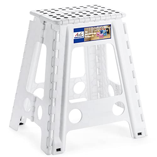 Acko Blanco 18 Pulgadas Antideslizante Taburete de Paso Plegable para niños y Adultos con asa Cover