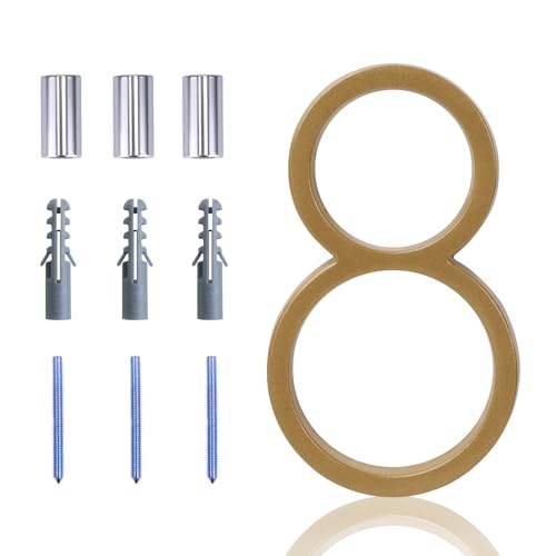 Floating House Number Modern House Numbers 5 inch, Deamos Zinc Alloy Home Address Number for House with Reflective Finish Floating Mount or Flush Mount Zinc Alloy [Number 8]