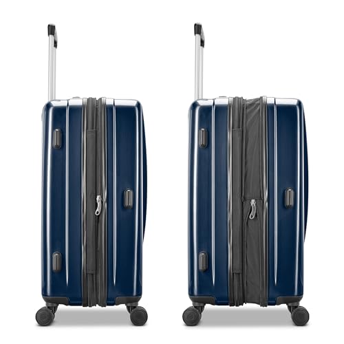 Image of Samsonite Winfield 2 Hardside Luggage with Spinner Wheels, Navy, Checked-Large Spinner, Winfield 2 Hardside Luggage With Spinner Wheels