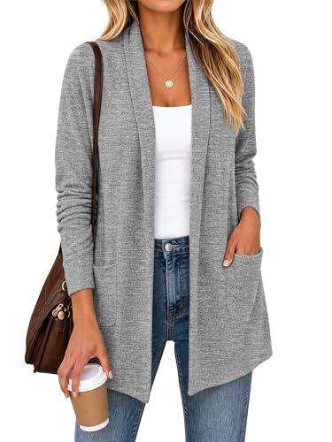 QIXING Women's Casual Knit Cardigan Long Sleeve Loose Autumn Lightweight for Ladies