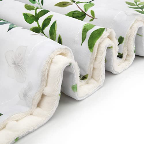 Image of BORITAR Floral Leaf Baby Blanket for Boys Girls Super Soft Double Layer Minky with Dotted Backing for Nursery Stroller Crib Bed Newborns Spring Summer Fresh Design 30 x 40 Inch(75x100cm)