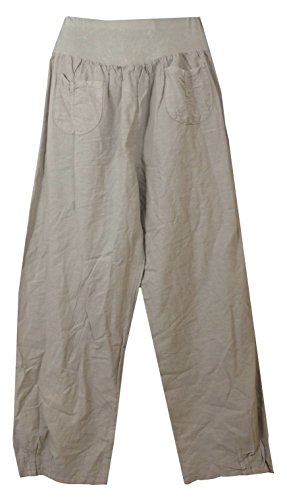 Pantalon en lin femme fluide léger d'Italie avec 2 poches plaquées