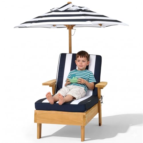 Outvita Kids Lounge Chair Outdoor Toddler Chaise Lounge Blue