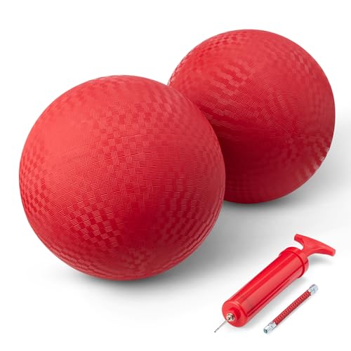 Amazon Basics 10-Inch Playground Kickball 2-Pack Red with Pump