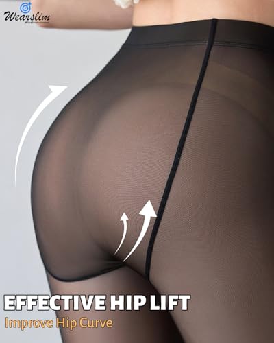 Image of Wearslim Stretchable Stockings for Women Pantyhose Nylon Transparent Thigh High Sheer Stockings for Girls Comfortable Transparent Tights - Black