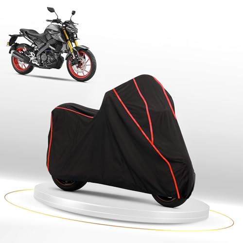 Image of Waterproof Bike Cover for Yamaha MT 15 | Dustproof, UV Heat Resistant & Windproof with Full Bottom Elastic, Heavy Duty Triple Stitched - Black Polyester