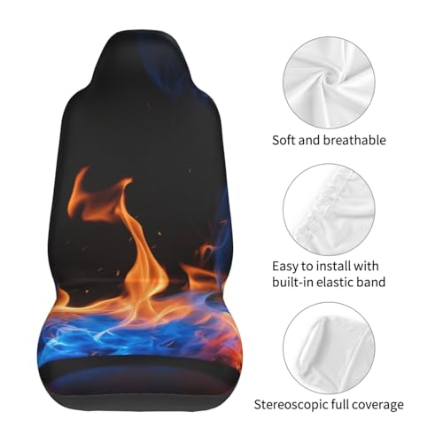 Fundas de asiento de coche con acabado antideslizante y diseño de llama azul 6