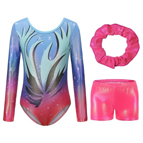 AYWTIUN Maillot Gimnasia Ritmica niña Ropa de Baile for niñas con Brillantes y Volteretas, Prendas Ajustadas for Ballet, Ropa de Gimnasia, Mallas sin Mangas(Color12,12Y)