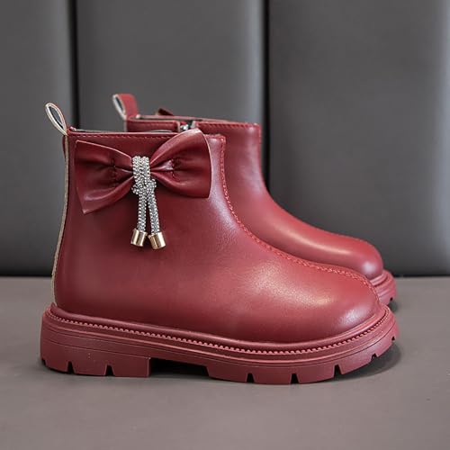 IWIHMIV Girls Ankle Boots Fashion Short Dress Booties Thick Bottom Round Toe Ankle Boots with Zipper for Toddler4