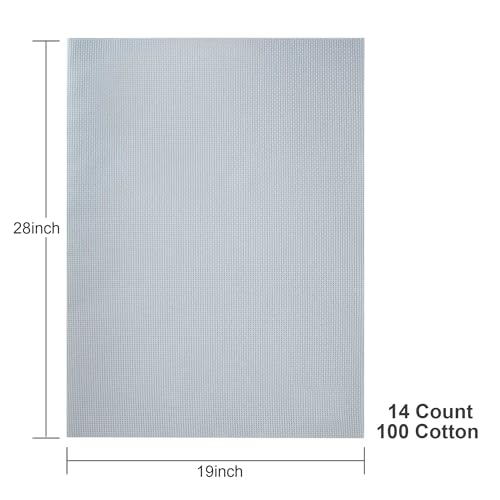 Image of Aida Cloth 14 Count Cross Stitch Fabric,19x28inch (14CT,Light Gray)