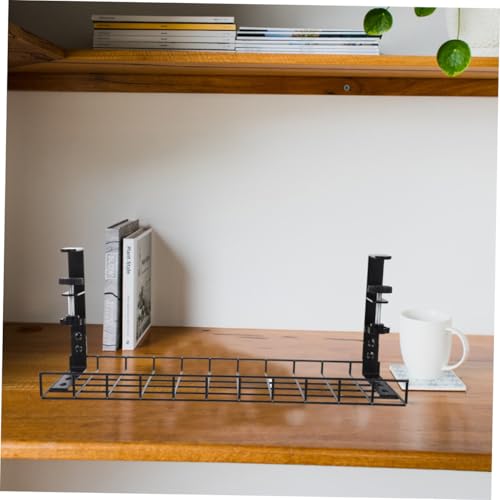 Bandeja organizadora para cables de escritorio, soporte para almacenamiento de cables 500mm negro, gran capacidad para organización de cables en escritorio de oficina miniatura 4