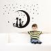 Createforlife Home Decoration Vinyl Wall Sticker Decals Mural Art Cats on the Moon Black Stars