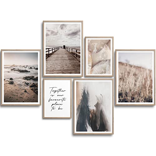 MONOKO® Lot de posters muraux naturels modernes pour salon et chambre à coucher, , 4 en format A4 et 2 en format A5, sans cadre Cover