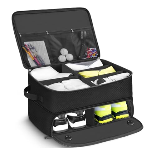 Golf-Kofferraum-Organizer,2-lagiger Golf-Spind für Auto,16.99*12.9*9.84in Golf Trunk Organizer,Auto-Aufbewahrung für Golfzubehör,wasserdichter Auto-Golf-Schließfach mit separatem, belüftetem