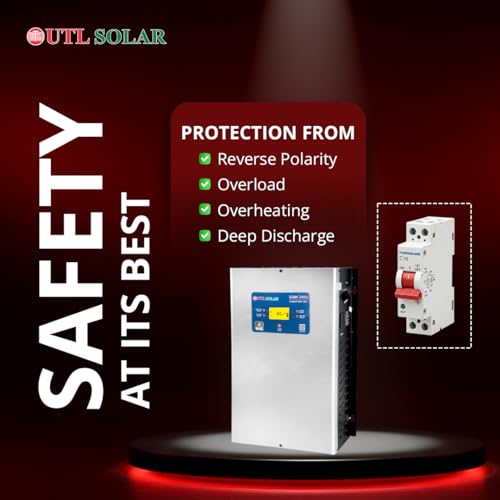 Image of UTL Gamma Plus Li-on 1200 MPPT Solar Inverter | Pure Sine Wave | Inbuilt Lithium Battery | 2X Fast Charging | LCD Multi-Color Display | Wall Mountable | for Home, Office & Shops | 5-Year Warranty