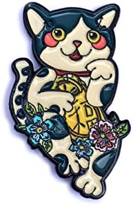 Lucky Cat - 1 Inch High Enamel Lapel Pin - Great for jackets, backpacks, blazers and more!