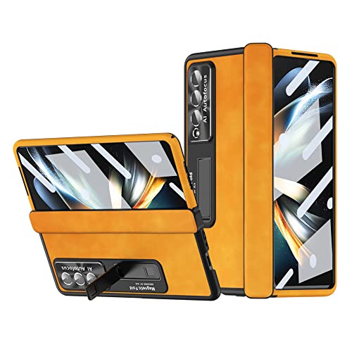 Coque charnière magnétique jaune Galaxy Z Fold 4 avec fente stylet