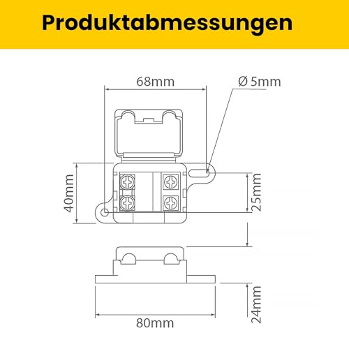 Offgridtec 2-Wege MIDI-Sicherungshalter für 200A 58V DC-Systeme, Schraubanschluss, vorinstallierte Hardware, robustes Kunststoffgehäuse, Hochstrom-Sicherungshalter für Automotive- & Industrienutzung