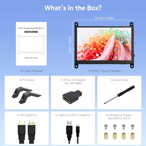 Image of 5 Inch Touchscreen Monitor for Raspberry Pi 5 /4 /3, 1024 x 600 IPS Display with 5-Point Touch Capacitive Screen, Plug and Play, Compatible with Raspberry Pi 5 /4 /3, Banana Pi, Jetson Nano