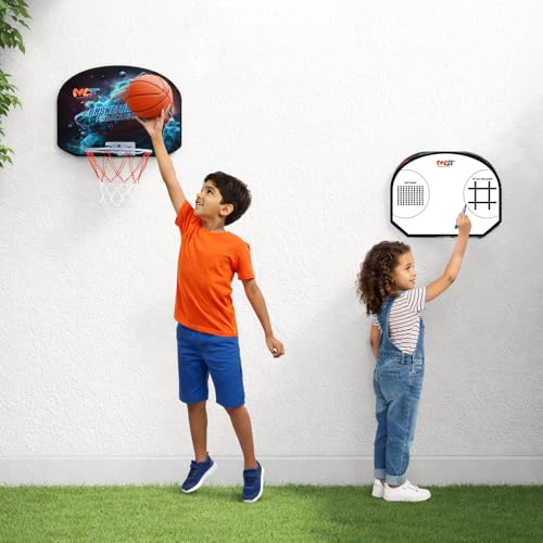 Image of 3-in-1 Wall Mount Basketball Hoop for Kids|Indoor Hanging Basketball Set with Tic-Tac-Toe & Dot Game with Marker Ball|Sports Toy & Creative Board for Boys & Girls 3+|Birthday Gift