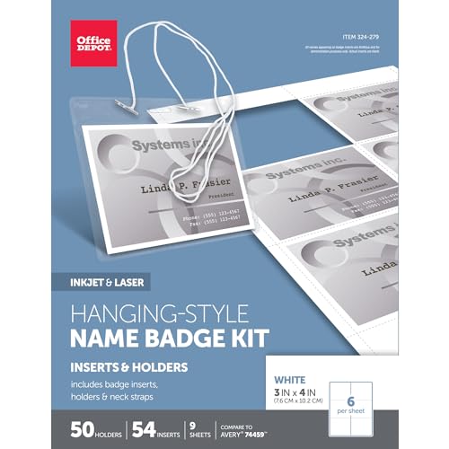 Portagafetes de identificación Office Depot paquete de 50 piezas para empresas
