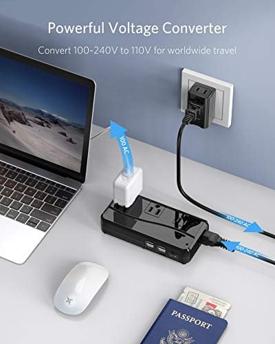 Miniatura 2 de BESTEK Adaptador de convertidor de corriente 220V a 110V Convertidor de voltaje Adaptador de salida internacional con 6A 4 puertos USB de carga y