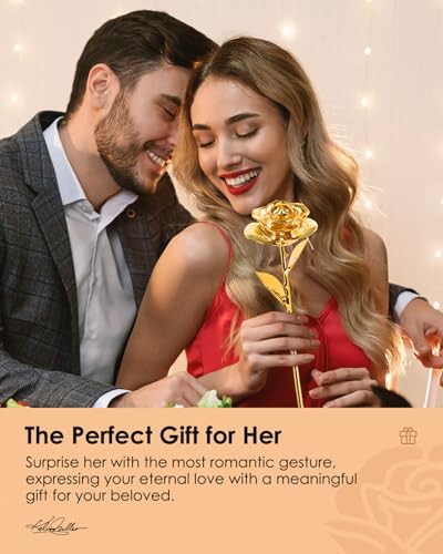 Image of 24K Gold Dipped Real Rose, Genuine Preserved Flower Gift, Gold