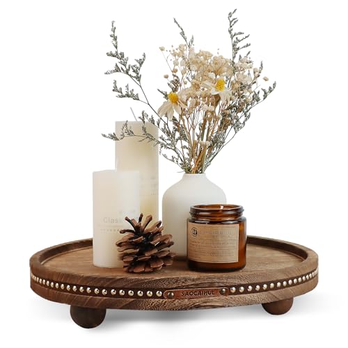 Decor Decorative Round Tray 11.81in for Home Decor for Coffee Table Farmhouse Kitchen Table Living Room Bathroom Centerpiece Tray Decor