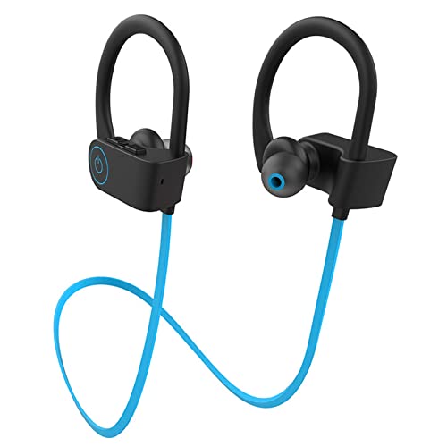 XUJAIOLQP Auriculares Inalámbricos Bluetooth, Auriculares Deportivos, IPX7 Impermeables para Gimnasio, Correr, 8 Horas de Reproducción, Cancelación de Ruido (Azul) Cover