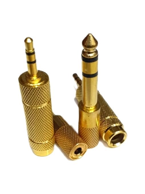 SP Electron 3.5mm 1/8 inch TRS Plug to 6.35mm 1/4 inch Jack and 3.5mm Female to 6.35 Male Plug Golden Audio Stereo Adapter Converter (Set of 2)-image-11