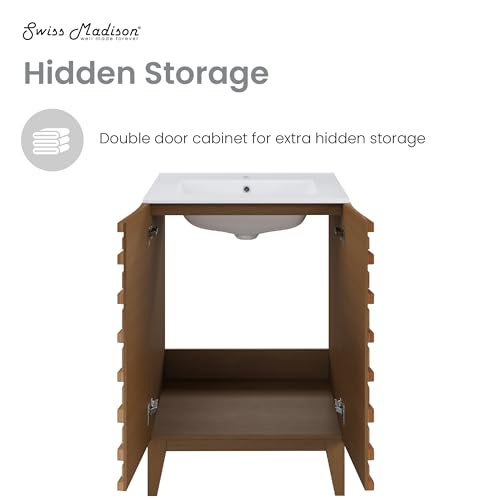 Image of Swiss Madison Cascade 24'' Bathroom Vanity in Brown Oak
