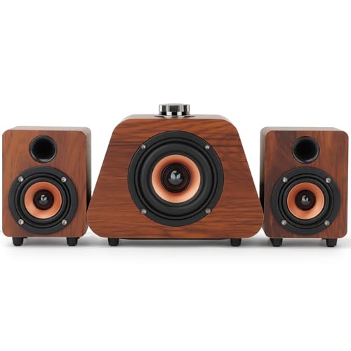 Senmeki Enceintes PC,Mini Haut Parleur PC avec Subwoofer, Enceintes de Bureau 2.1 Alimentées par USB,RCA Enceintes PC pour Ordinateur de Bureau, Ordinateurs...