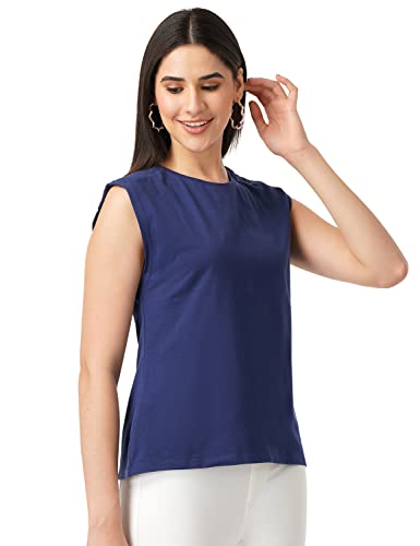 Image of FYLTR Women's Sleeveless Stretch Cotton Top with Smocked Shoulder