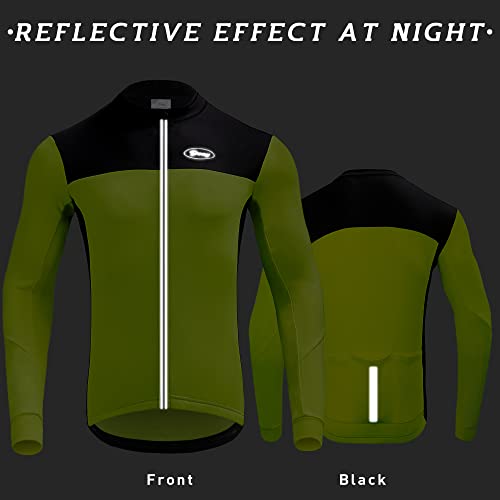 image for Dooy Men's Cycling Bike Jersey Winter Thermal Biking Shirt Long Sleeve