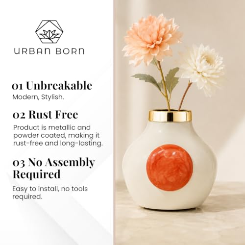 Image of Urban Born Decorative Vases for Living Room | Home Decor Shelves | Flower Vases | Stylish Vase Sets (Ivory 15 X 15 X 15 CM)