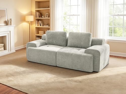 Image of 85 inch Oversized Boneless Couch, Comfort Cloud Sectional Couches for Living Room, Modular Sofa High Back & Extra Deep Seat, No Assembly, Soft Chenille Fabric (Light Grey, 85 inch- Shaped(2+0))