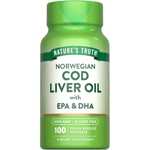 Nature's Truth Norwegian Cod Liver Oil | 100 Softgels | with EPA & DHA | Non-GMO & Gluten Free Supplement