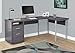 HomeRoots Grey,Silver Particle Board,Hollow-CORE, Laminate, MDF, Metal Computer Desk - 80" L/Grey Left OR Right Facing