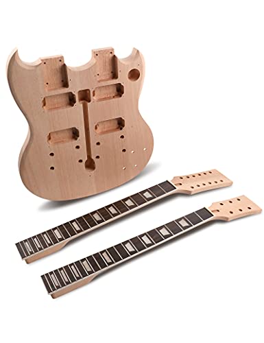 Fistrock DIY SBD 10-M-B Electric Guitar Kit Double Neck Guitar Kits Beginner Kits 12 String Right Handed thumb #2