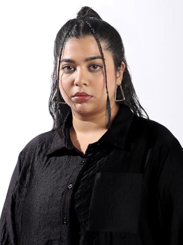 Image of High Star Women Plus Size Boxy Fit Spread Collar Long Sleeves Shirt