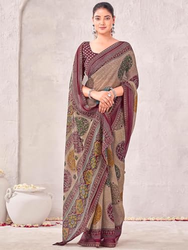 Image of SIRIL Women's Georgette Printed Saree with Unstitched Blouse Piece