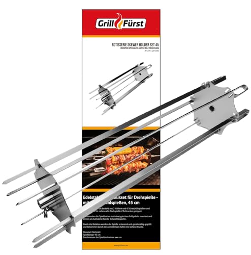 Grillfürst Universal Grillrondell - Schaschlik-Set für Drehspieß und Rotisserie inkl. 6 Spieße für Schaschlik Gyros oder Kebab Gesamtlänge: 45 cm